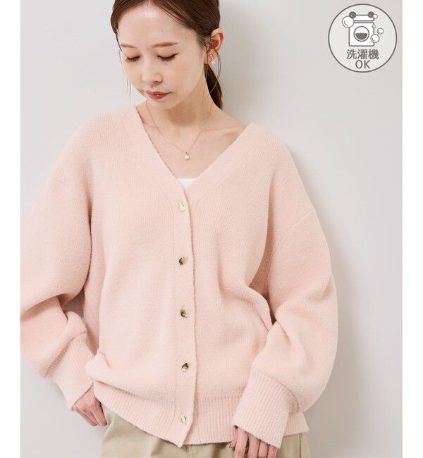 Rope&rsquo;Picnic「【新色追加】スフレニットシリーズ 変形メタルボタンミドル丈カーディガン/イージーケア・リンクコーデ」|カーディガン|ピンク系(65)