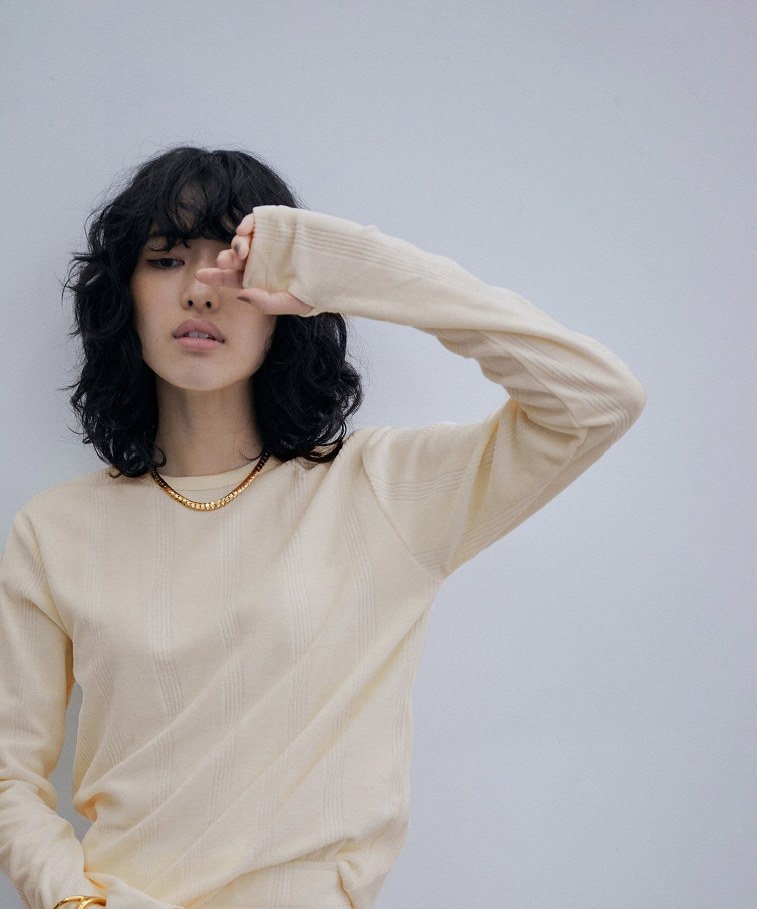 ADAM ET ROPE'「【Miller】別注 ベロア LONG SLEEVE TEE」|Tシャツ・カットソー|オフホワイト(15)