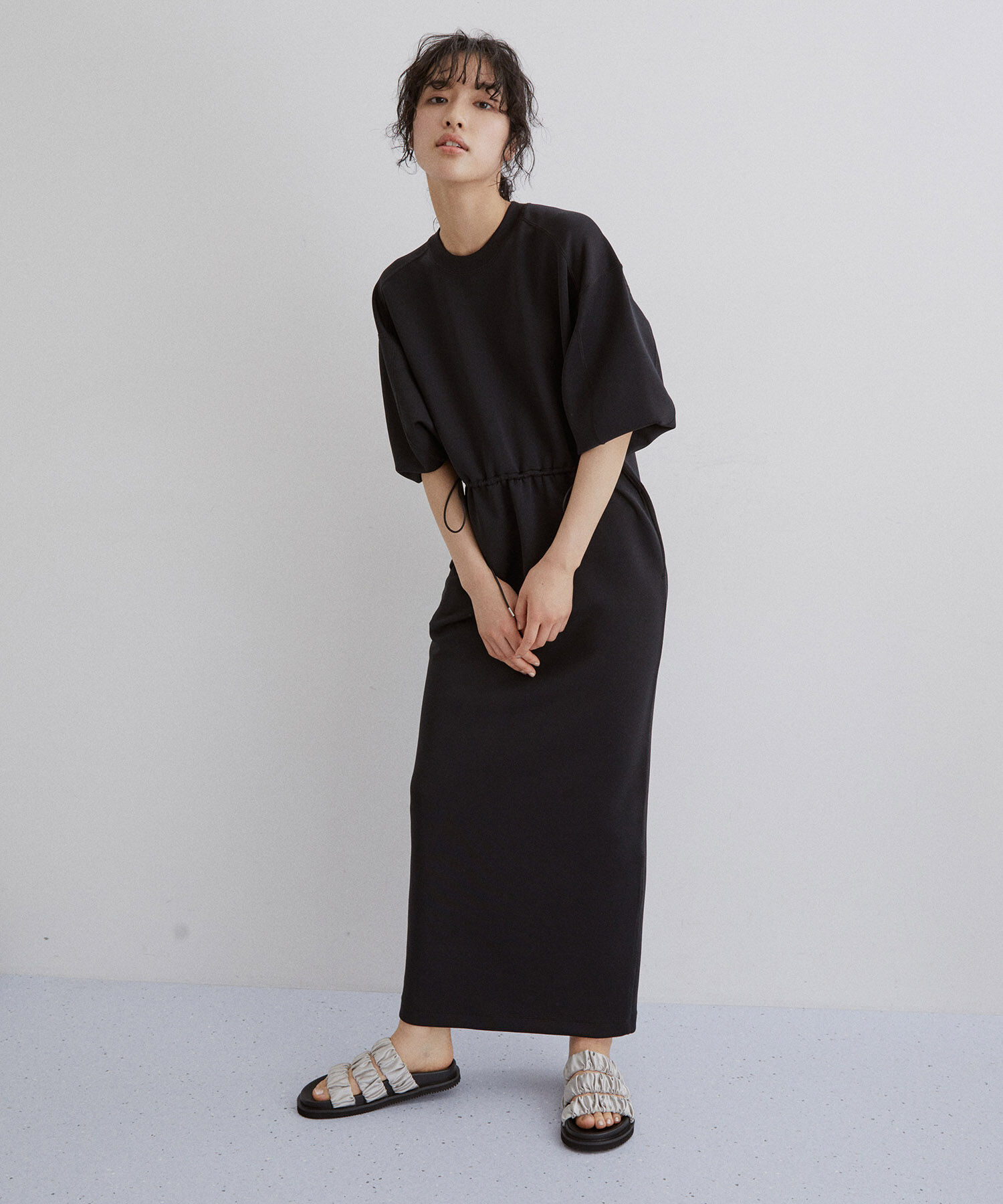 ADAM ET ROPE'「ハーフスリーブドロストワンピース」|ワンピース|