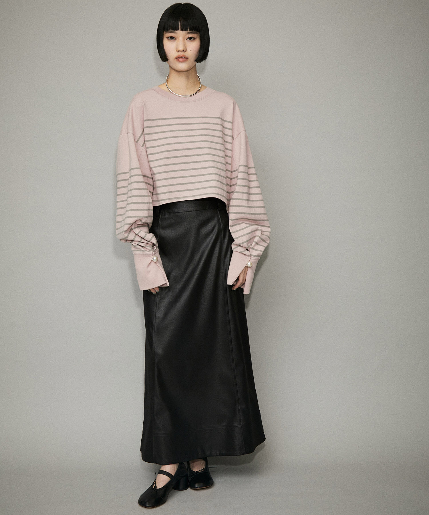 ADAM ET ROPE'「【WEB限定・一部公式サイト限定カラー】バスクボーダーカフスパールTEE」|Tシャツ・カットソー|