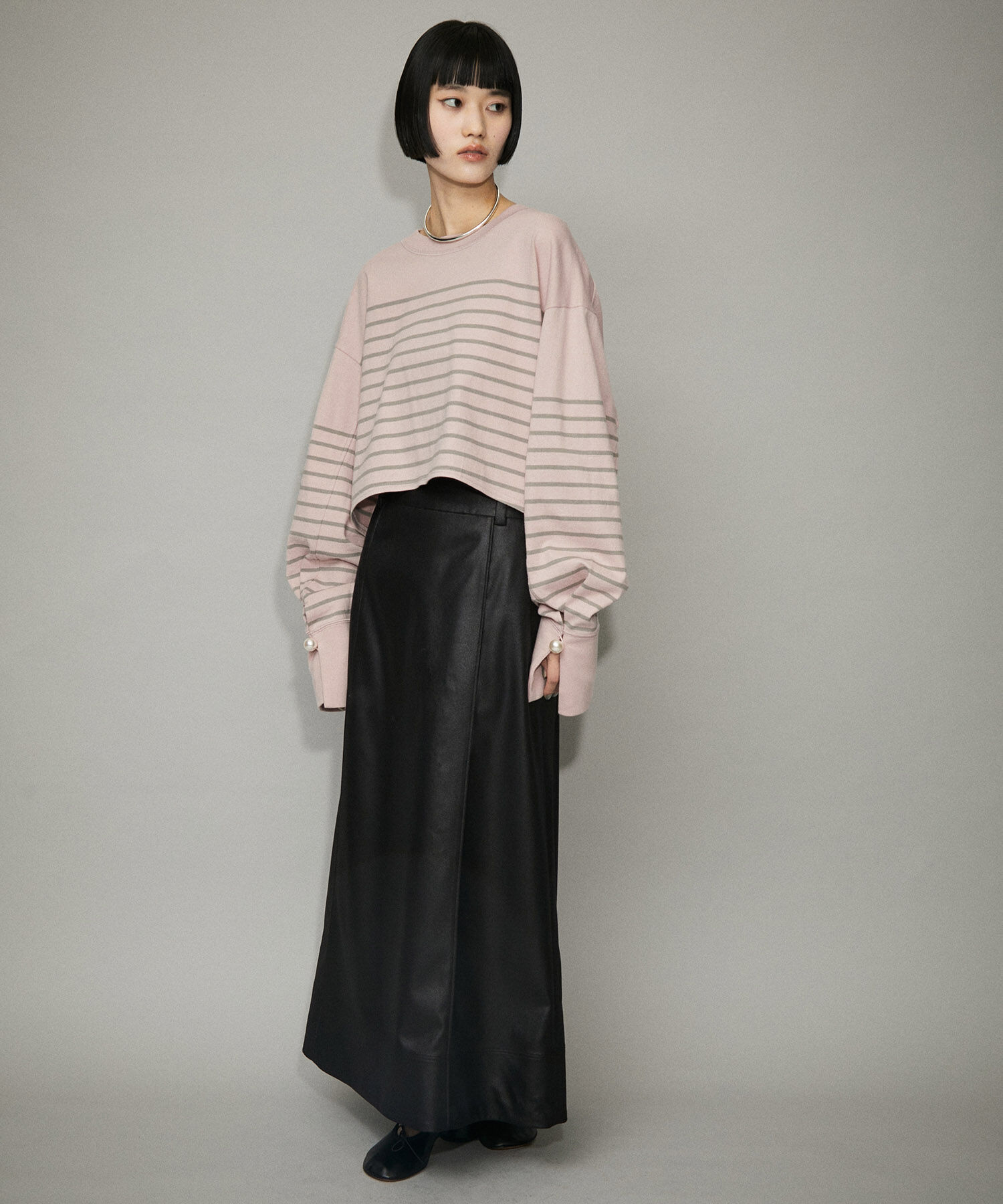 ADAM ET ROPE'「【WEB限定・一部公式サイト限定カラー】バスクボーダーカフスパールTEE」|Tシャツ・カットソー|