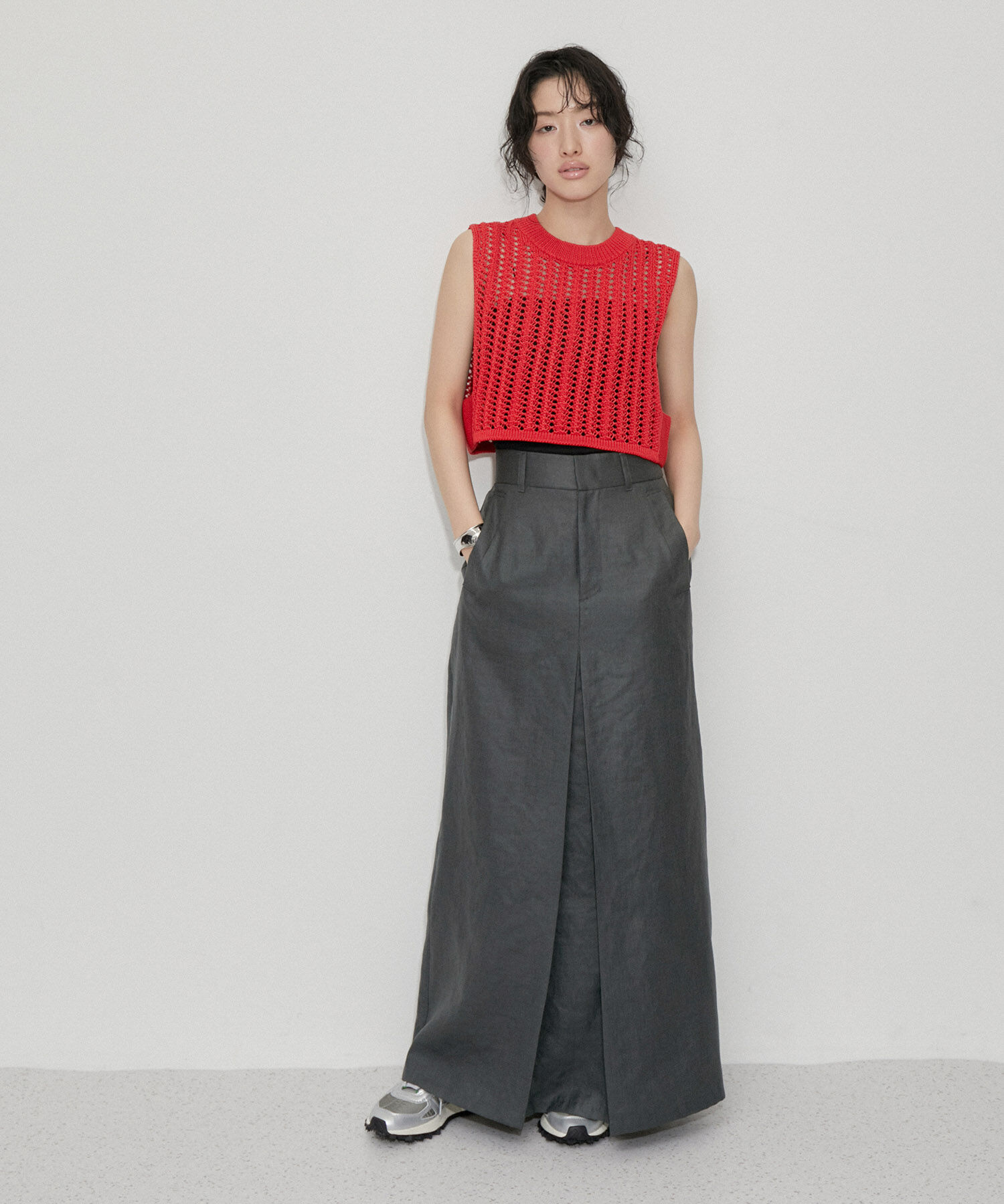 ADAM ET ROPE'「【サステナブル】ハイウエストベンツタックスカート」|スカート|