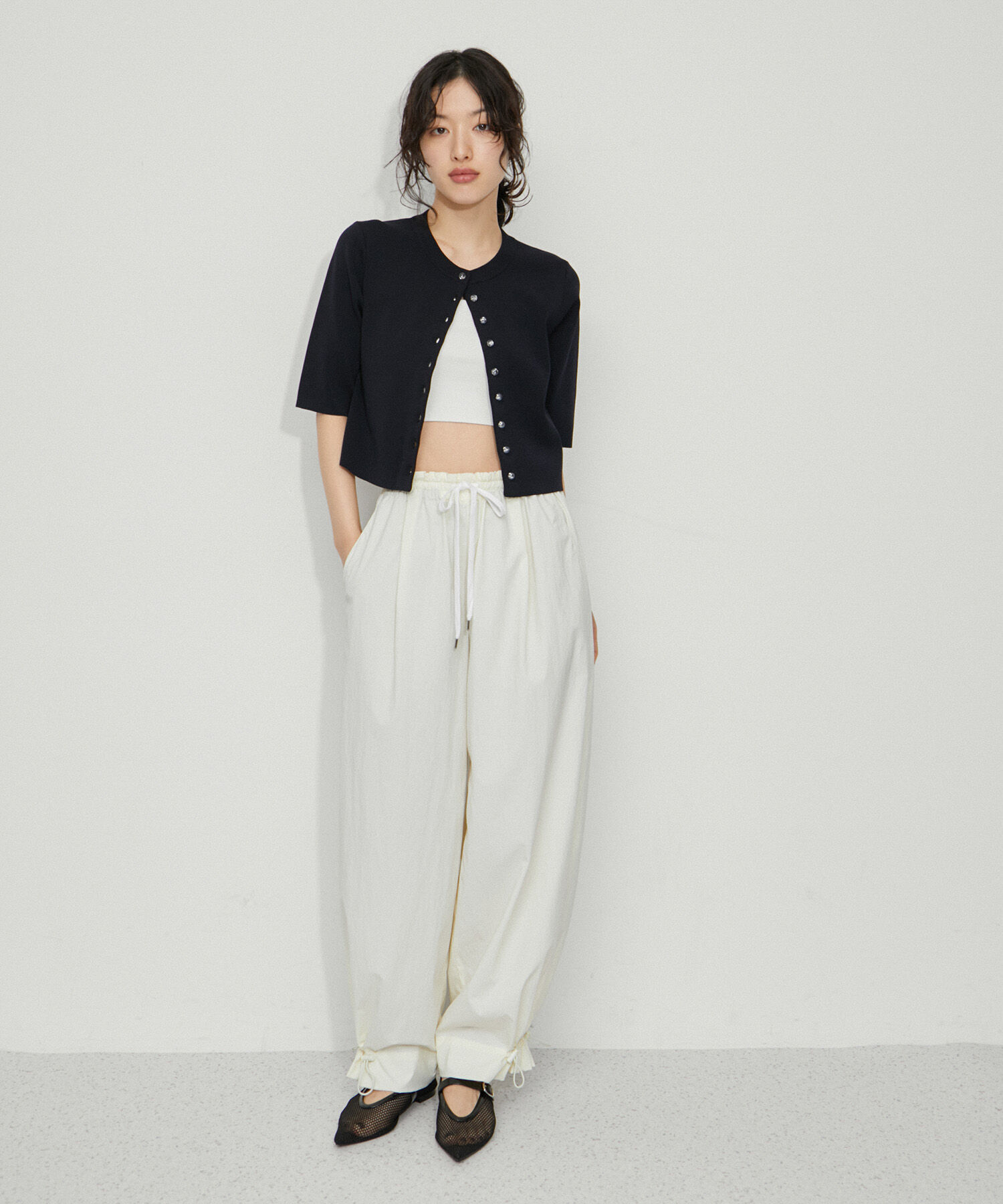 ADAM ET ROPE'「【サステナブル・洗える】クールタッチニットカーディガン」|カーディガン|