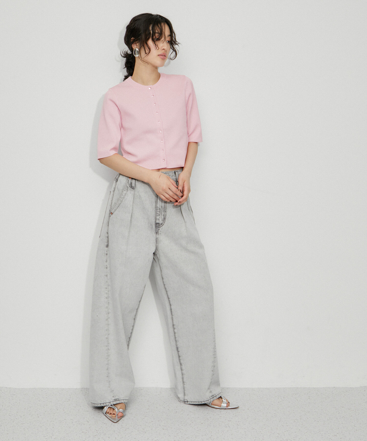 ADAM ET ROPE'「【サステナブル・洗える】クールタッチニットカーディガン」|カーディガン|