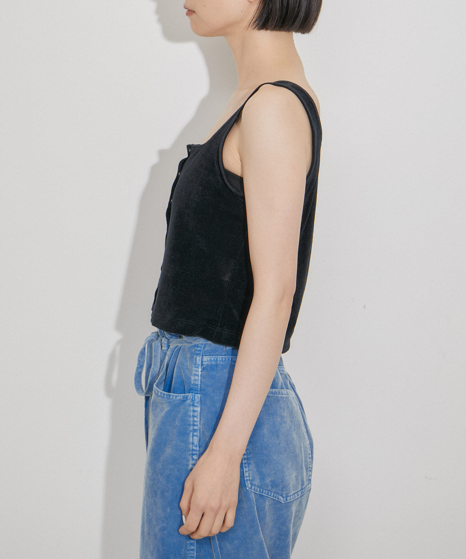 ADAM ET ROPE'「【洗える・ストレッチ】シアートリコットベロアカーディガン」|カーディガン|