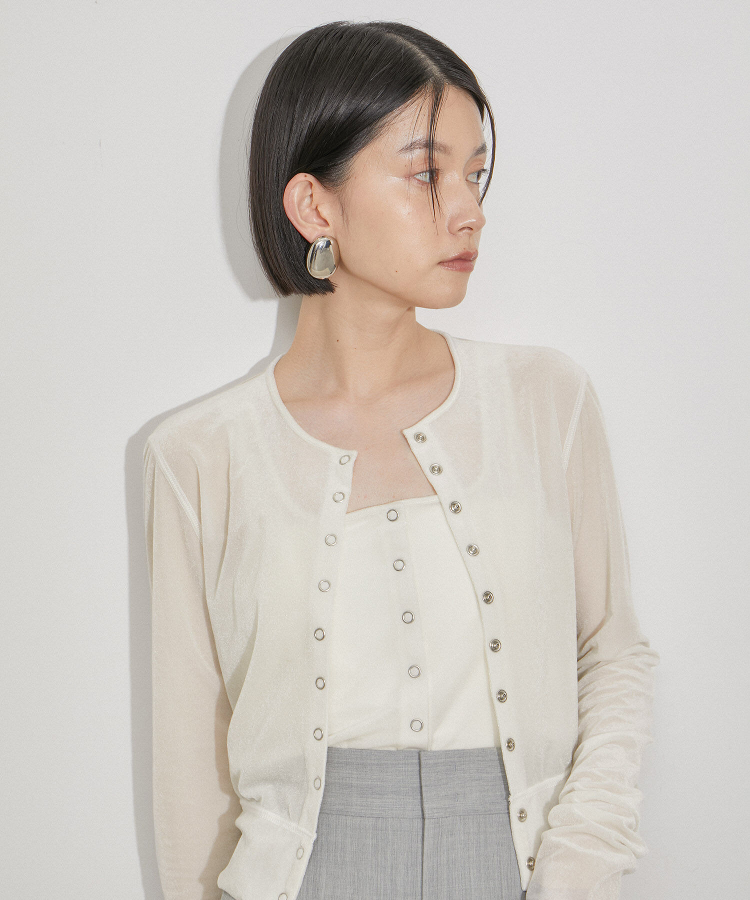 ADAM ET ROPE'「【洗える・ストレッチ】シアートリコットベロアカーディガン」|カーディガン|キナリ(16)