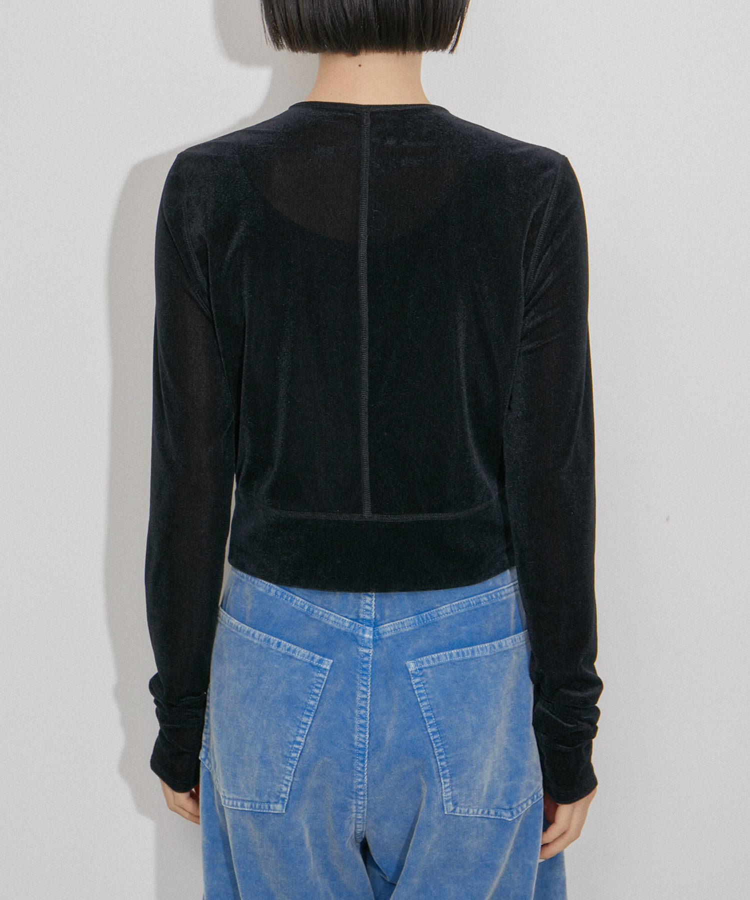 ADAM ET ROPE'「【洗える・ストレッチ】シアートリコットベロアカーディガン」|カーディガン|