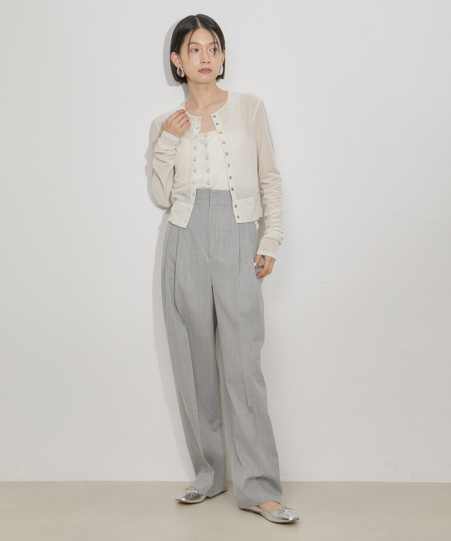 ADAM ET ROPE'「【洗える・ストレッチ】シアートリコットベロアカーディガン」|カーディガン|