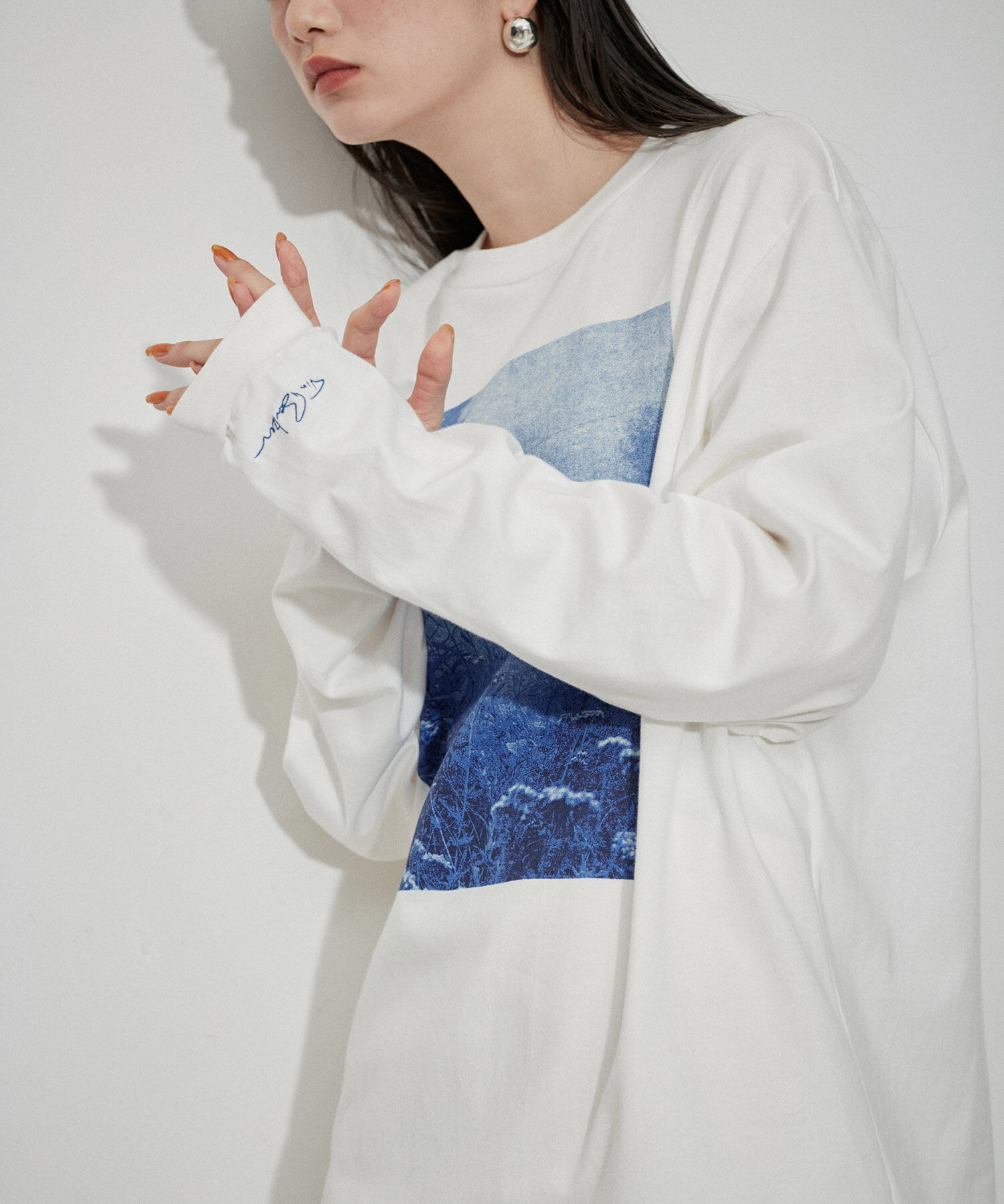 ADAM ET ROPE'「【JANE SMITH】TIM BARBER choke cherry / blue L/S T-SHIRT 」|Tシャツ・カットソー|