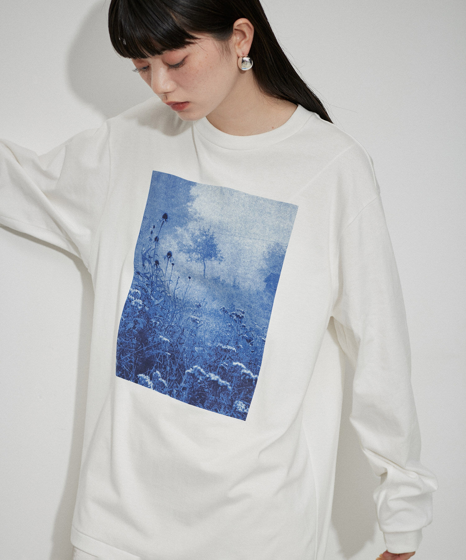 ADAM ET ROPE'「【JANE SMITH】TIM BARBER choke cherry / blue L/S T-SHIRT 」|Tシャツ・カットソー|
