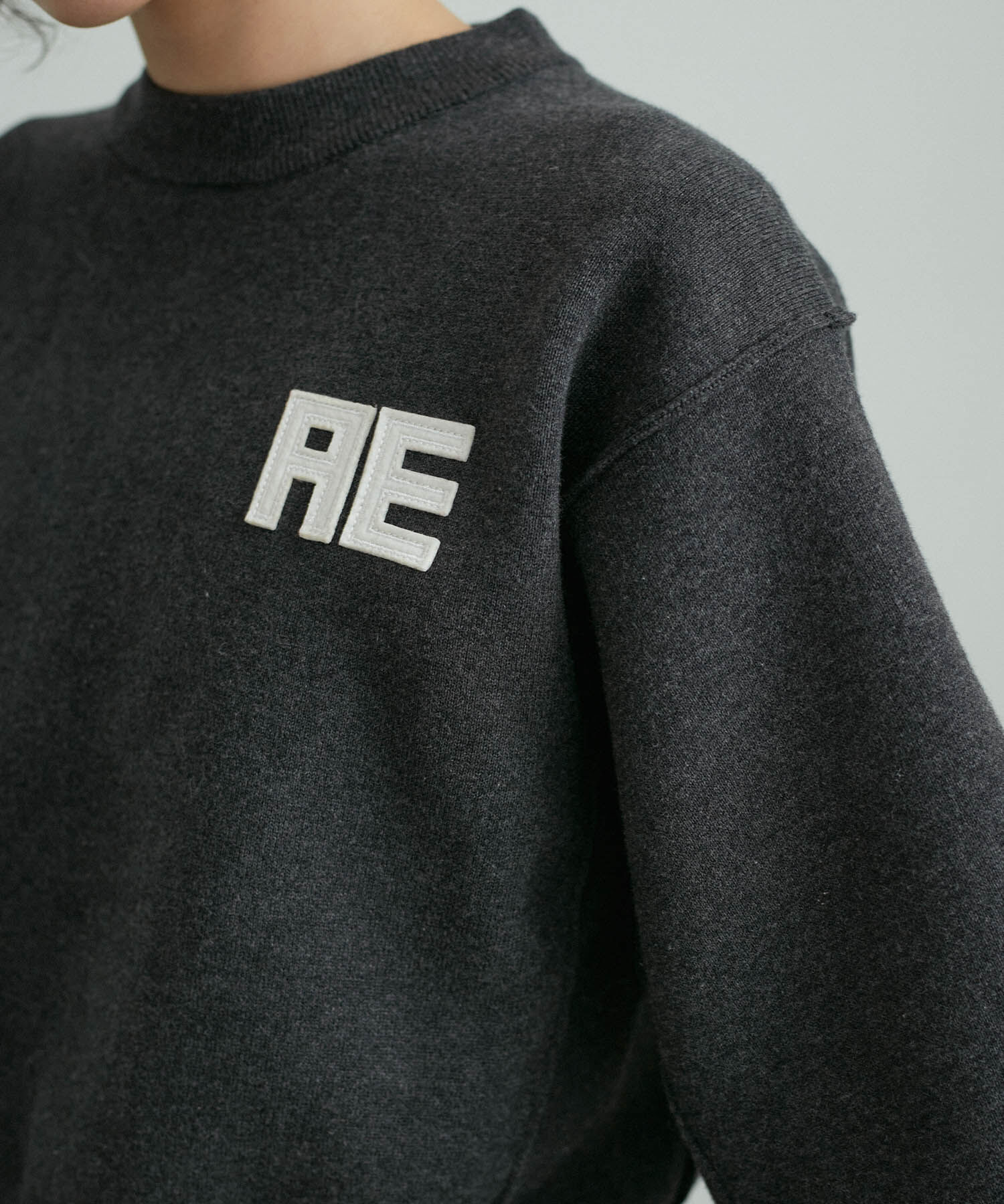 ADAM ET ROPE'「【サステナブル・洗える】フェルト刺しゅうニットプルオーバー」|ニット・セーター|