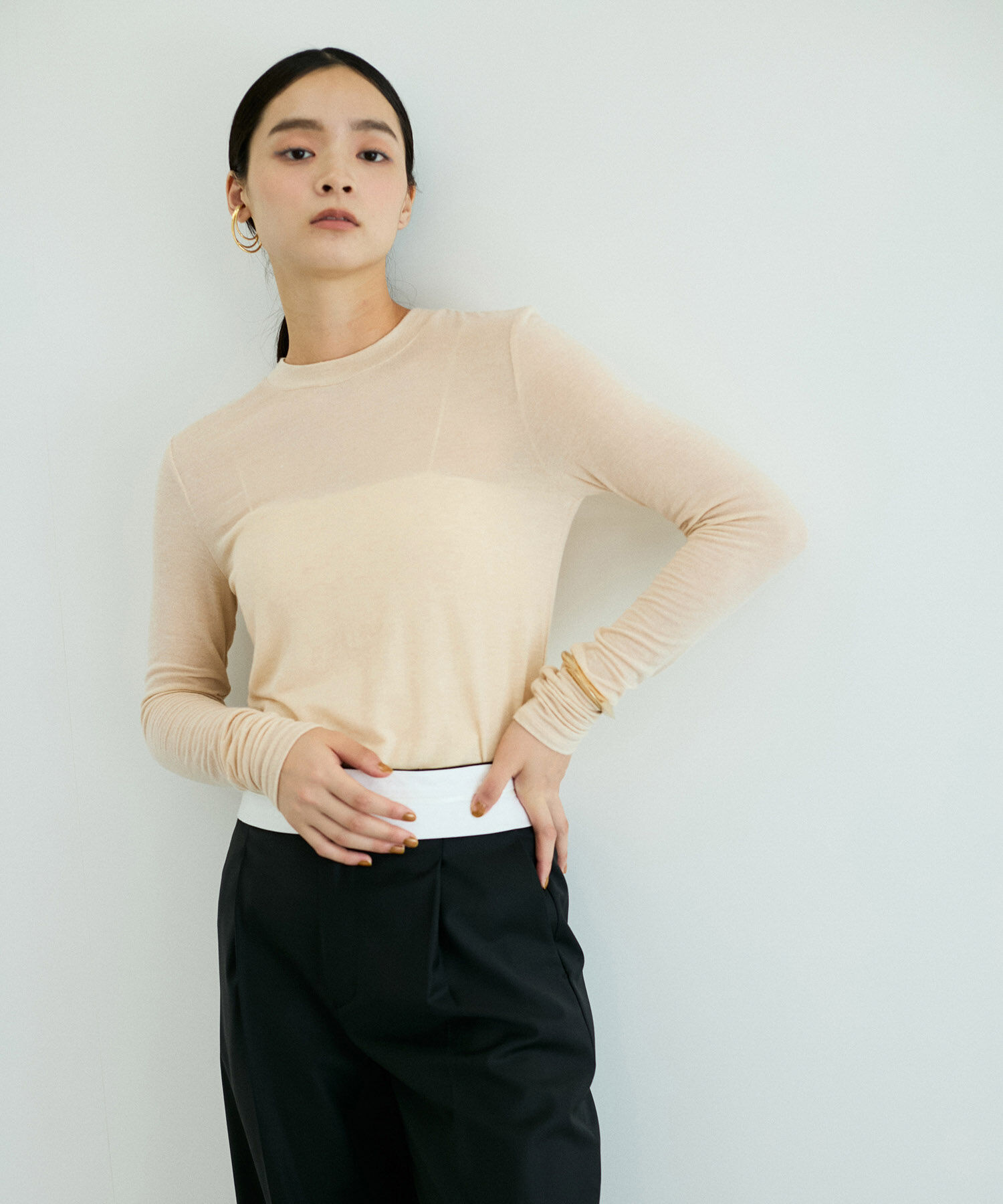 ADAM ET ROPE'「【洗える】ウール混ウォッシャブルベアロンT」|Tシャツ・カットソー|