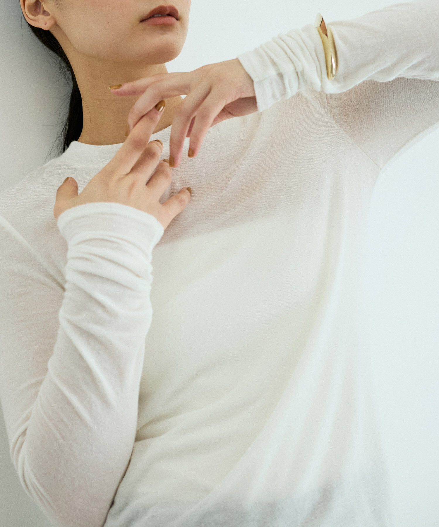 ADAM ET ROPE'「【洗える】ウール混ウォッシャブルベアロンT」|Tシャツ・カットソー|