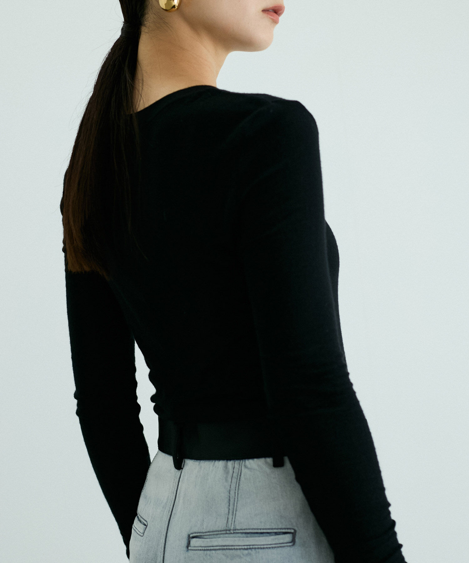 ADAM ET ROPE'「【洗える】ウール混ウォッシャブルベアロンT」|Tシャツ・カットソー|