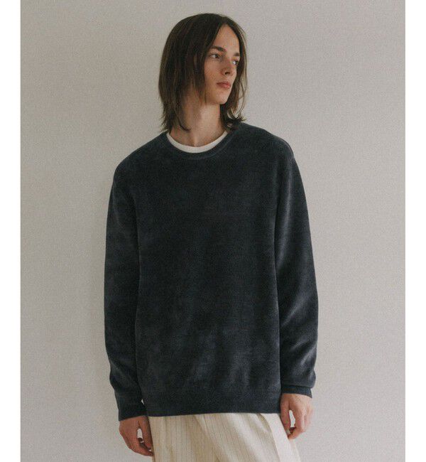 ADAM ET ROPE'「モールヤーン クルーネック ニットプルオーバー / ロングシーズン着用可能」|ニット・セーター|チャコール