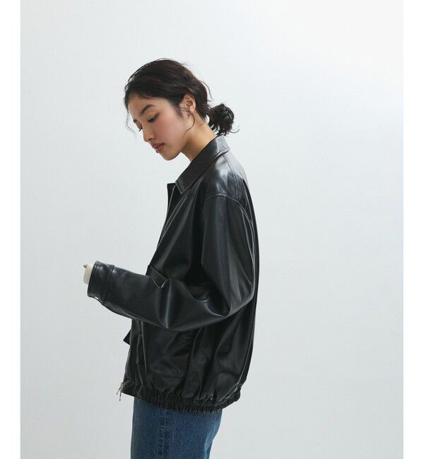 ADAM ET ROPE'「シンセティックレザーブルゾン」|ブルゾン・スタジャン|