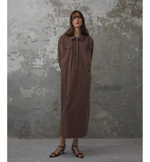 ADAM ET ROPE'「【EMOELLE】ミリタリーシャツワンピース」|ワンピース|コゲ茶サブ