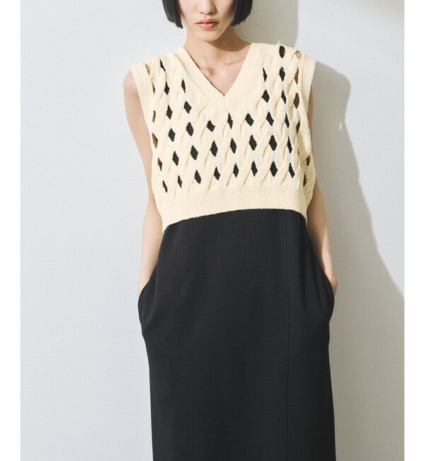 ADAM ET ROPE'「【WEB限定】・【定番人気】パターンニットジレコンビワンピース」|ワンピース|