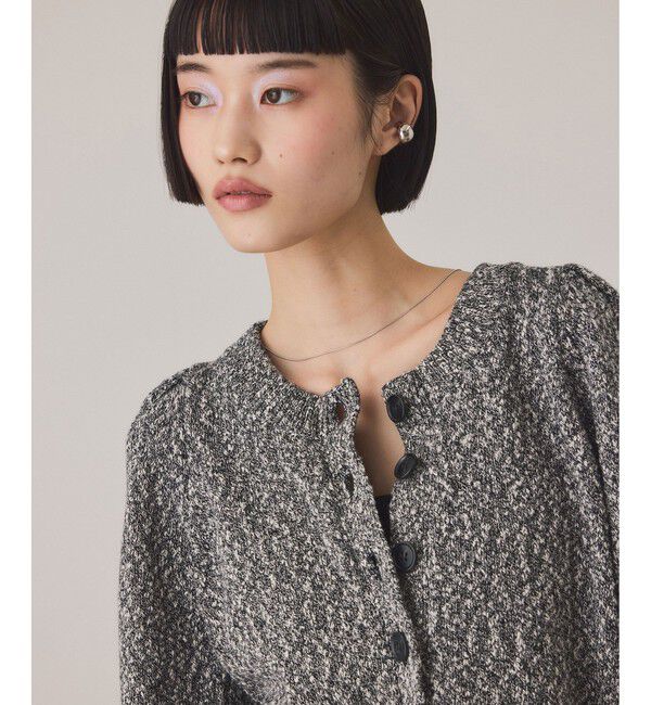 ADAM ET ROPE'「【サステナブル】カラーメランジパフスリーブカーディガン」|カーディガン|