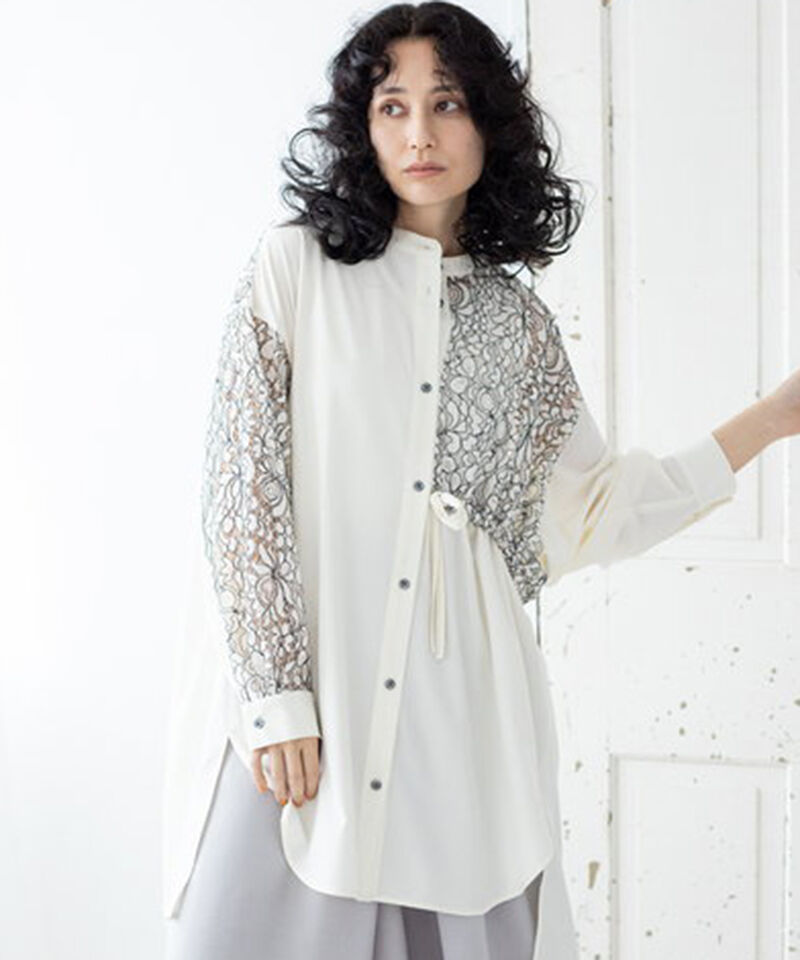  「サイドドロストレース切替シャツ」|シャツ・ブラウス|WHITE X BLACK