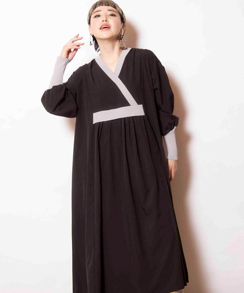  「切替ギャザーワンピース」|ワンピース|BLACK