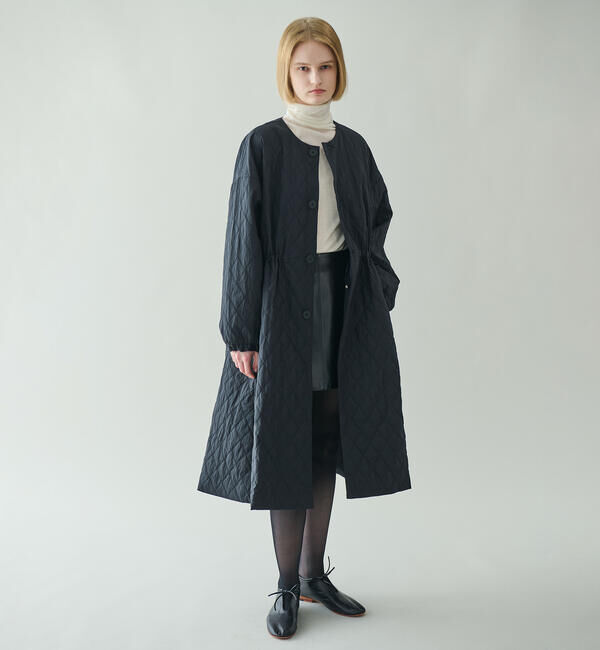 ORCIVAL「ORCIVAL | キルティング ロングコート WOMEN」|ノーカラーコート|BLACK