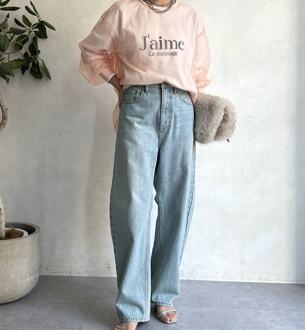  「【WEB限定】チュールレイヤードロゴロンT」|Tシャツ・カットソー|