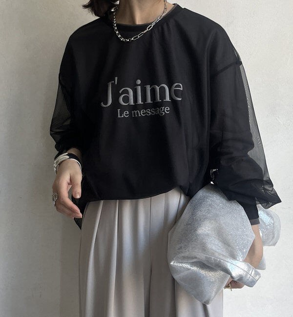  「【WEB限定】チュールレイヤードロゴロンT」|Tシャツ・カットソー|