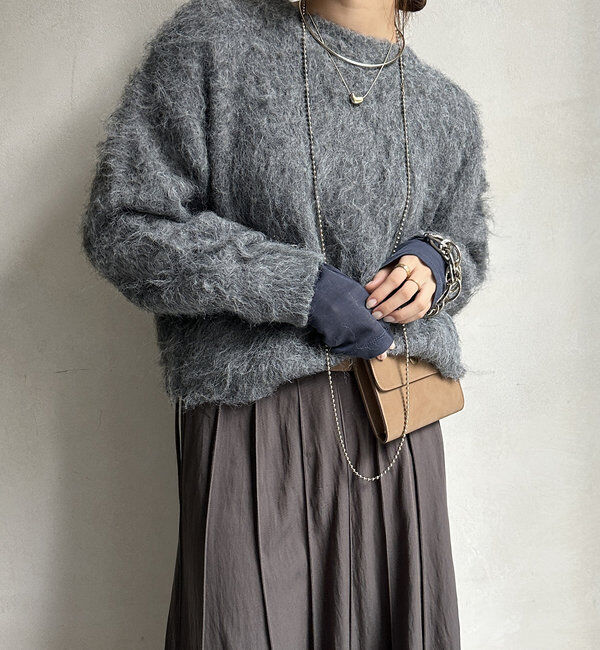  「【WEB限定】シャギーニット」|ニット・セーター|チャコールグレー
