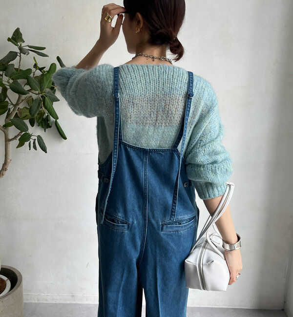  「細紐デニムフロントジップサロペット」|ワンピース|