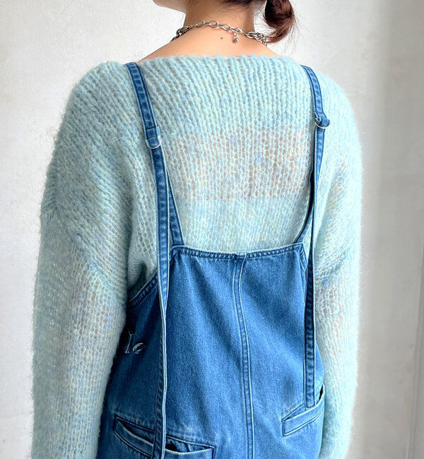  「細紐デニムフロントジップサロペット」|ワンピース|