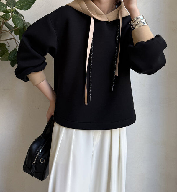  「【WEB限定】配色ダブルコードパーカー」|Tシャツ・カットソー|ブラック