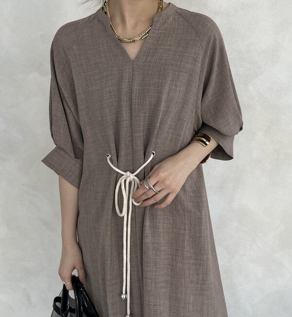  「【WEB限定】ロープベルトリネンライクワンピース」|ワンピース|