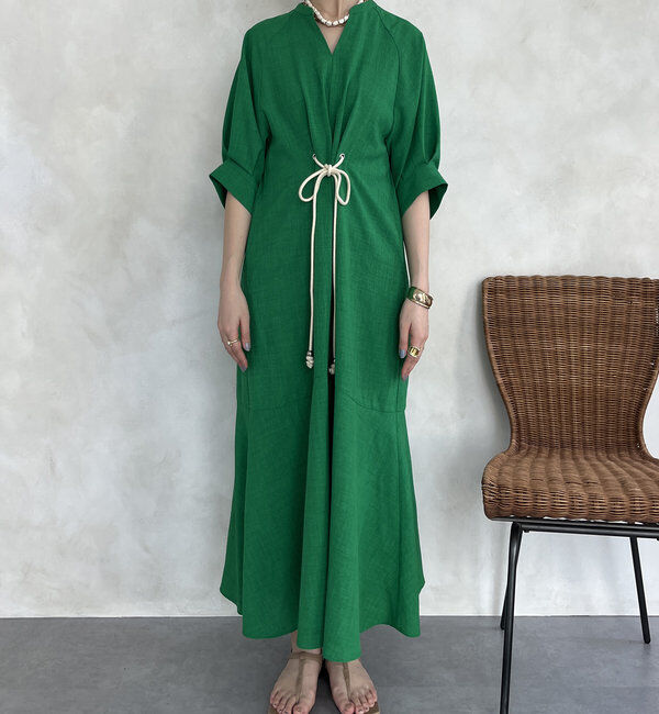  「【WEB限定】ロープベルトリネンライクワンピース」|ワンピース|