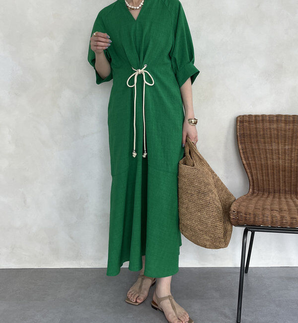  「【WEB限定】ロープベルトリネンライクワンピース」|ワンピース|