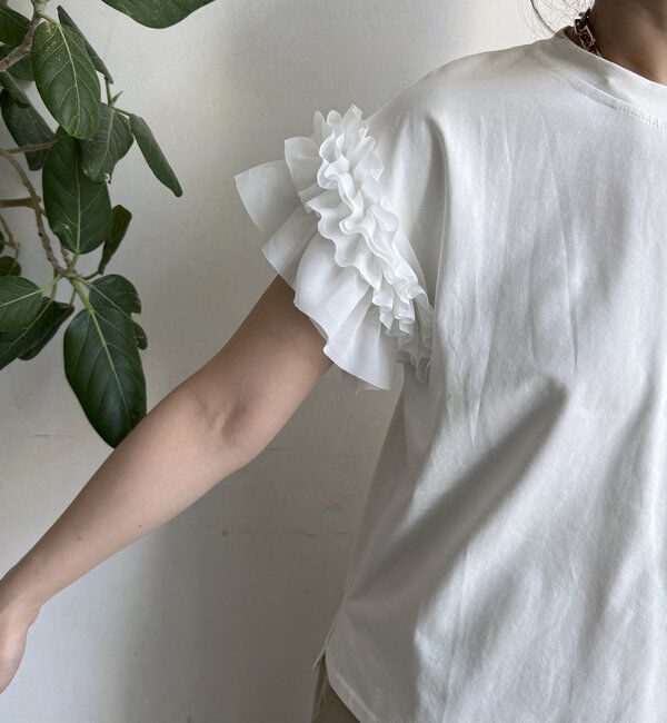  「【WEB限定】袖アシメフリルTEE」|Tシャツ・カットソー|
