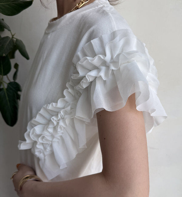  「【WEB限定】袖アシメフリルTEE」|Tシャツ・カットソー|