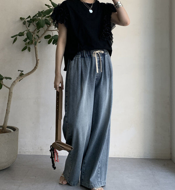  「【WEB限定】袖アシメフリルTEE」|Tシャツ・カットソー|