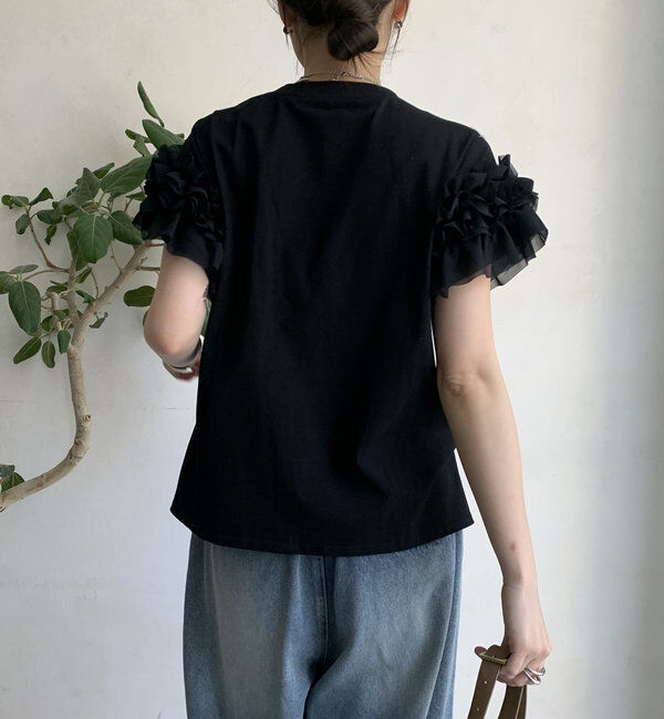  「【WEB限定】袖アシメフリルTEE」|Tシャツ・カットソー|