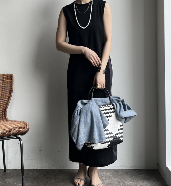  「【WEB限定】サイドリブ配色ワンピース」|ワンピース|ブラック