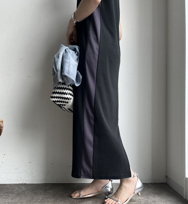  「【WEB限定】サイドリブ配色ワンピース」|ワンピース|