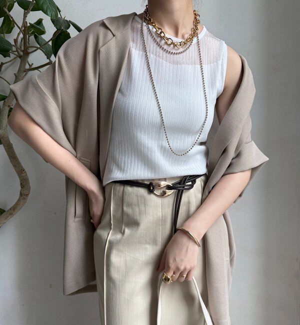  「【WEB限定】シアー切替ノースリプルオーバー」|ニット・セーター|オフホワイト