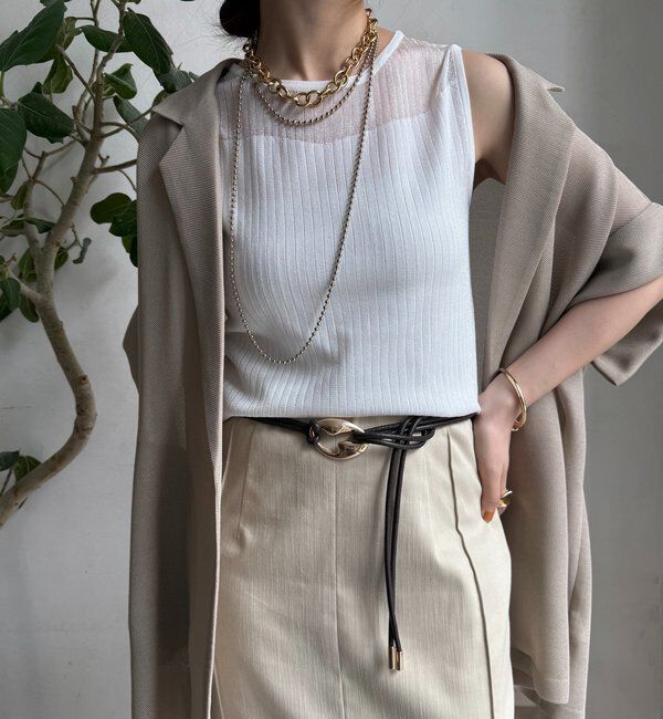  「【WEB限定】シアー切替ノースリプルオーバー」|ニット・セーター|