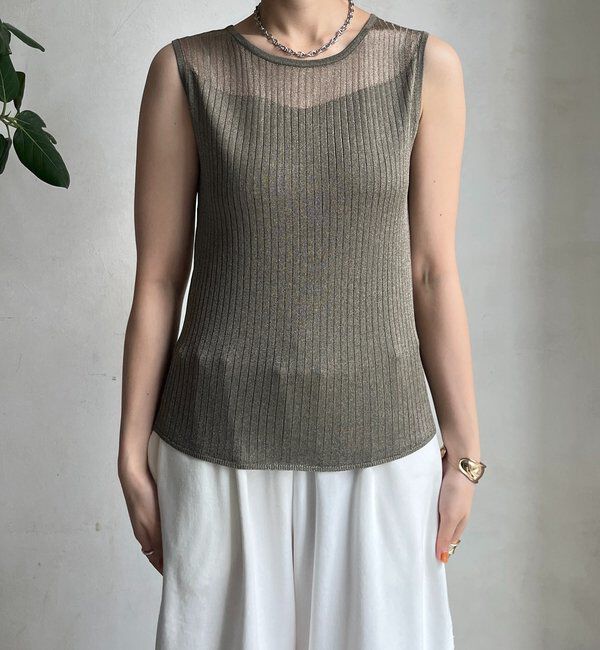  「【WEB限定】シアー切替ノースリプルオーバー」|ニット・セーター|