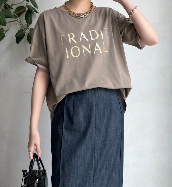  「【WEB限定】TRADITIONAL箔プリントTEE」|Tシャツ・カットソー|ベージュ