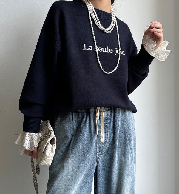  「【WEB限定】ロゴニット」|ニット・セーター|ネイビー