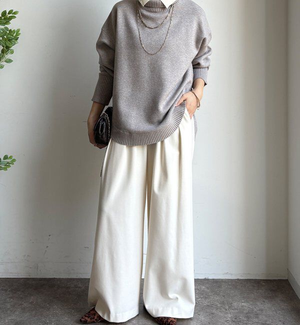  「【WEB限定】配色ダブル衿ニットトップス」|ニット・セーター|