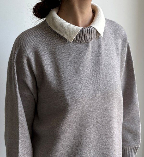  「【WEB限定】配色ダブル衿ニットトップス」|ニット・セーター|