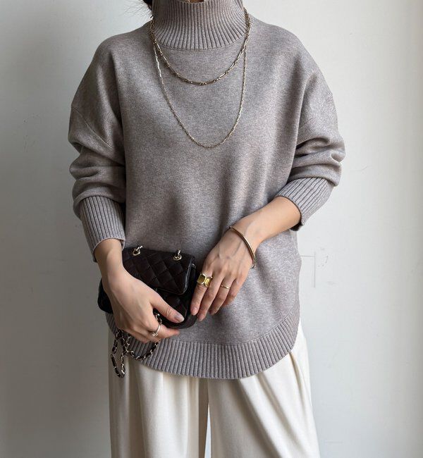  「【WEB限定】配色ダブル衿ニットトップス」|ニット・セーター|