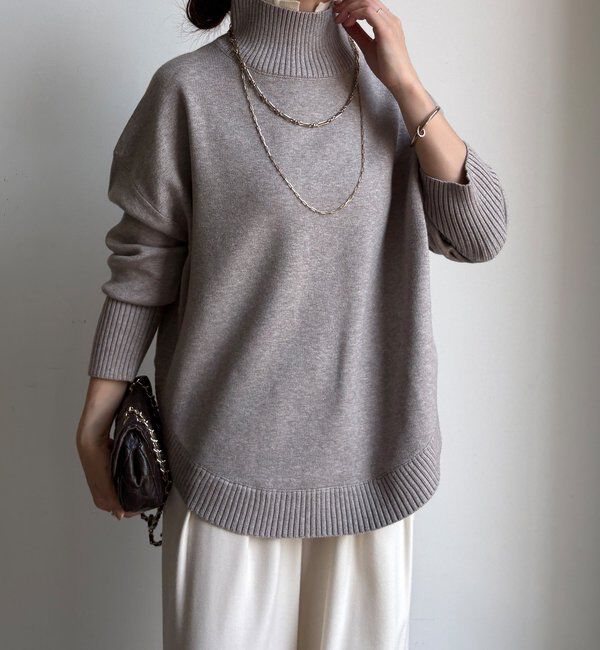  「【WEB限定】配色ダブル衿ニットトップス」|ニット・セーター|